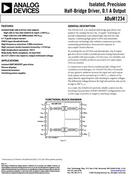 ADUM1234. Isolated, Precision Half-Bridge Driver, 0.1 A Output