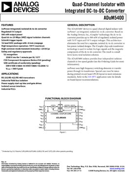 ADUM5400. Quad-Channel Isolator with Integrated DC-to-DC Converter
