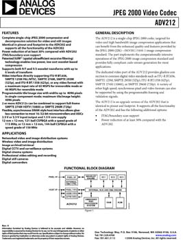 ADV212. JPEG 2000 Video Codec