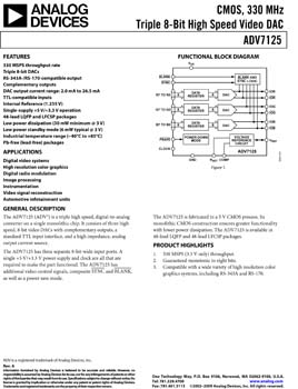 ADV7125. 330MHz Triple 8-Bit High Speed Video DAC 