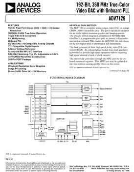 ADV7129. A complete analog output, video DAC on a single CMOS (ADV(r)) monolithic chip