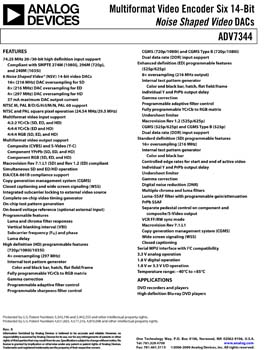 ADV7344. Multi-format Video Encoder Six 14-Bit Noise Shaped Video(r) DACs