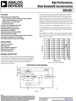ADXL001. High Performance Wide Bandwidth iMEMS(r) Accelerometer