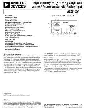 ADXL105. ±5g Single Axis High Performance Accelerometer with Analog Output
