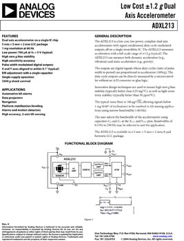 ADXL213. Low Cost ±1.2g Dual Axis Accelerometer 