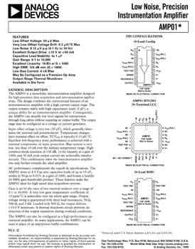 AMP01. Low Noise, Precision Instrumentation Amplifier