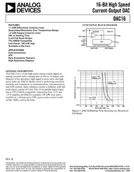 DAC16. 16-Bit High Speed Current-Output DAC