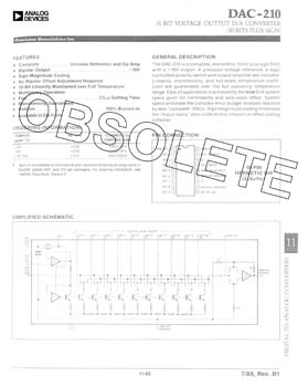 DAC210. 11-Bit Voltage Output D/A Converter (10 Bits Plus Sign)