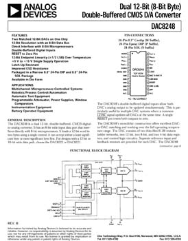 DAC8248. Dual 12-Bit (8-Bit Byte) Double-Buffered CMOS D/A Converter