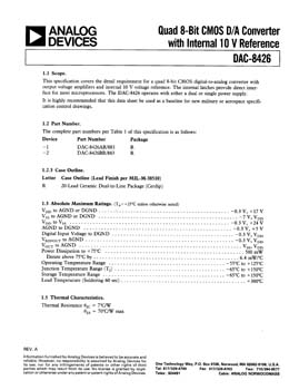 DAC8426. Quad 8-Bit Voltage Out CMOS DAC Complete with Internal 10V Reference