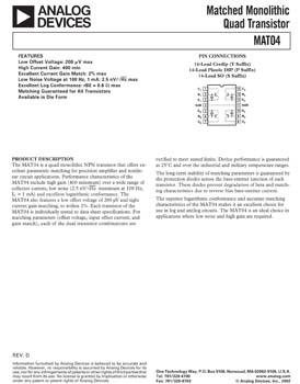 MAT04. Matched Monolithic Quad Transistor