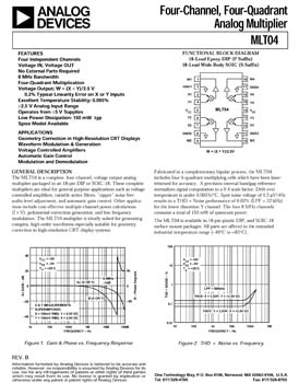 MLT04. Four-Channel, Four-Quadrant Analog Multiplier