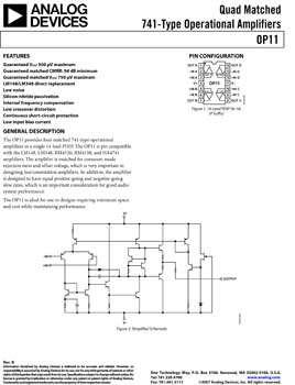 OP11. Quad Matched 741-Type Operational Amplifiers