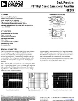 OP249. Dual, Precision JFET High Speed Operational Amplifier