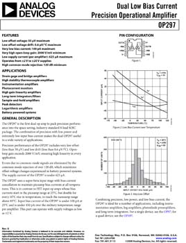 OP297. Dual Low Bias Current Precision Operational Amplifier