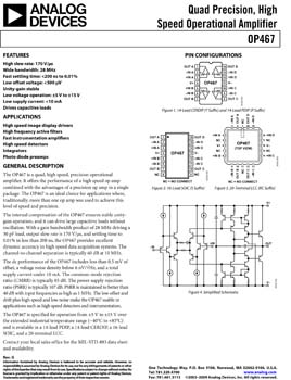 OP467. Quad Precision, High Speed Operational Amplifier