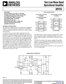 OP470. Very Low Noise Quad Operational Amplifier