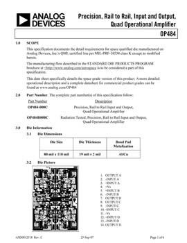 OP484S. Aerospace Precision, Rail-to-Rail Input & Output Operational Amplifier