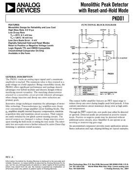 PKD01. Monolithic Peak Detector with Reset-and-Hold Mode