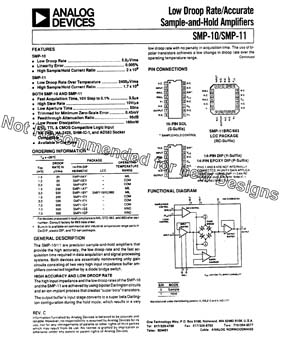 SMP11. Low Droop Rate/Accurate Sample-and-Hold Amplifier