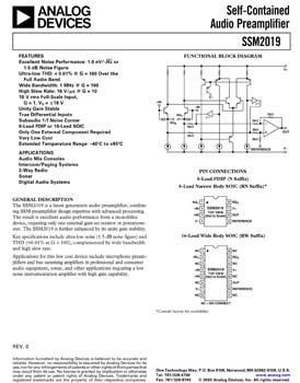 SSM2019. Self-Contained Audio Preamplifier