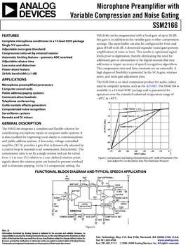 SSM2166. Complete Microphone Conditioner in a 14-Lead Package with Variable Compression & Noise Gating